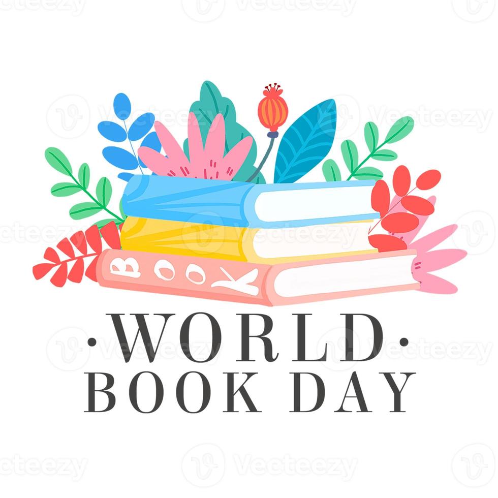 World book day, stack of books with glasses on mint background photo