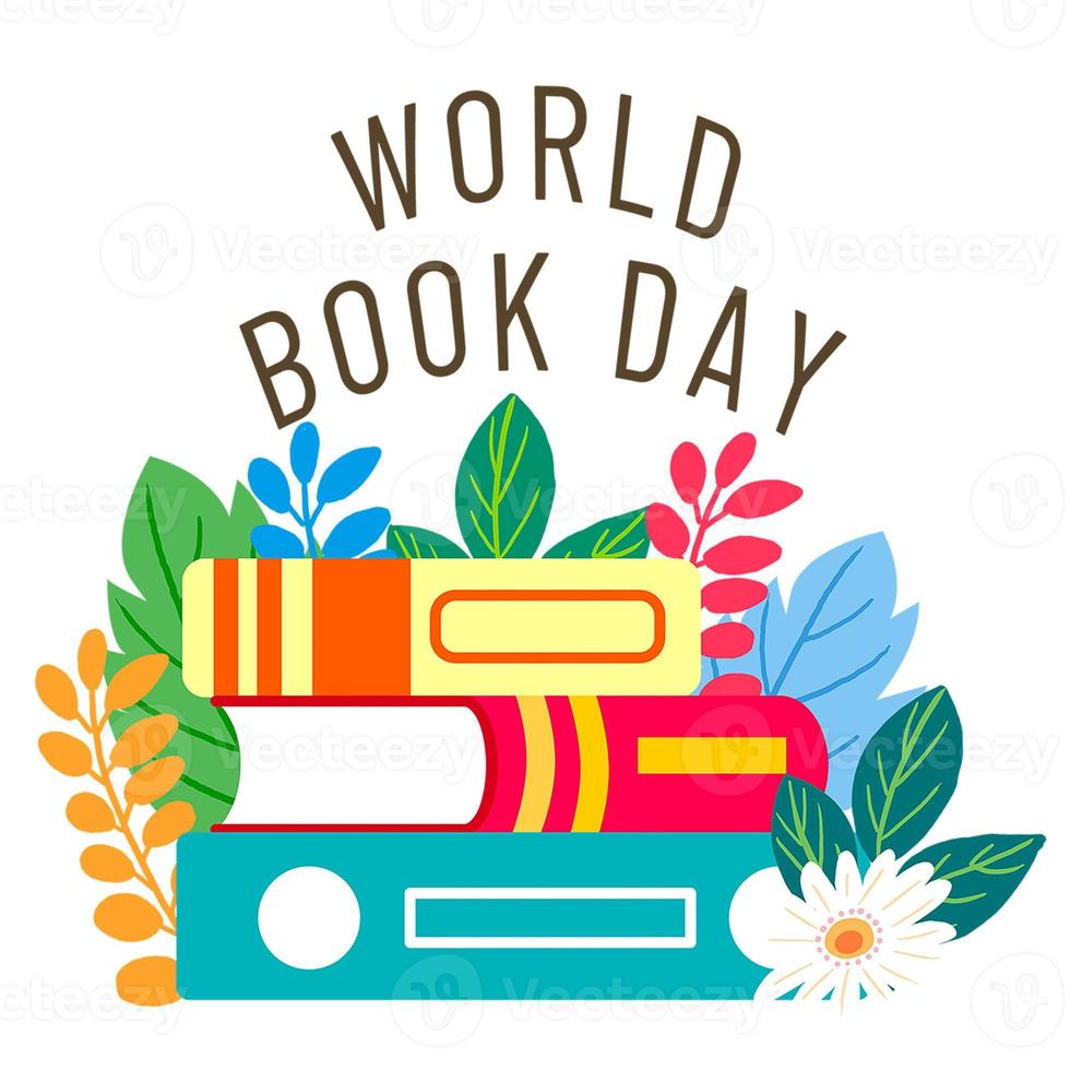 World book day, stack of books with glasses on mint background photo