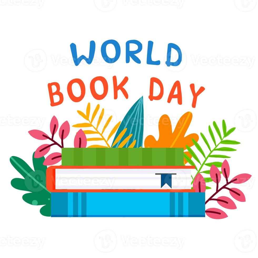 World book day, stack of books with glasses on mint background photo