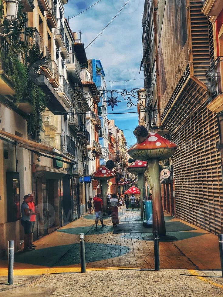 interesting characteristic street in the old town of alicante spain with ridges photo