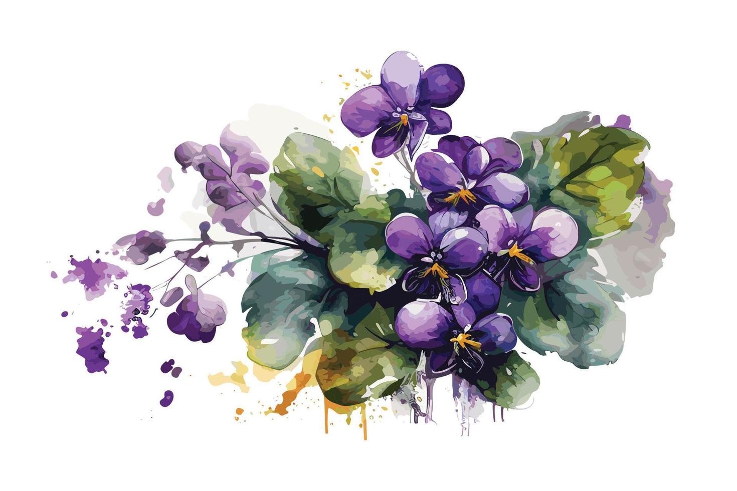 watercolor vibrant violets flower illustration design vector