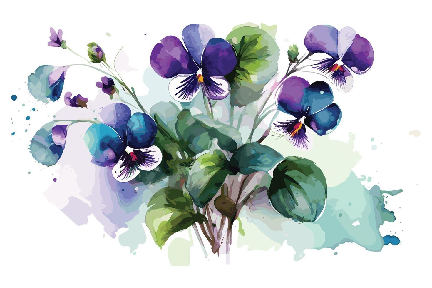 watercolor vibrant violets flower illustration design vector