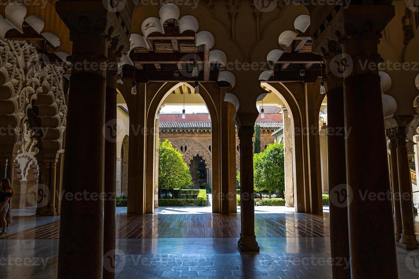 large historic  palace in saragossa spain on a warm sunny day inside photo