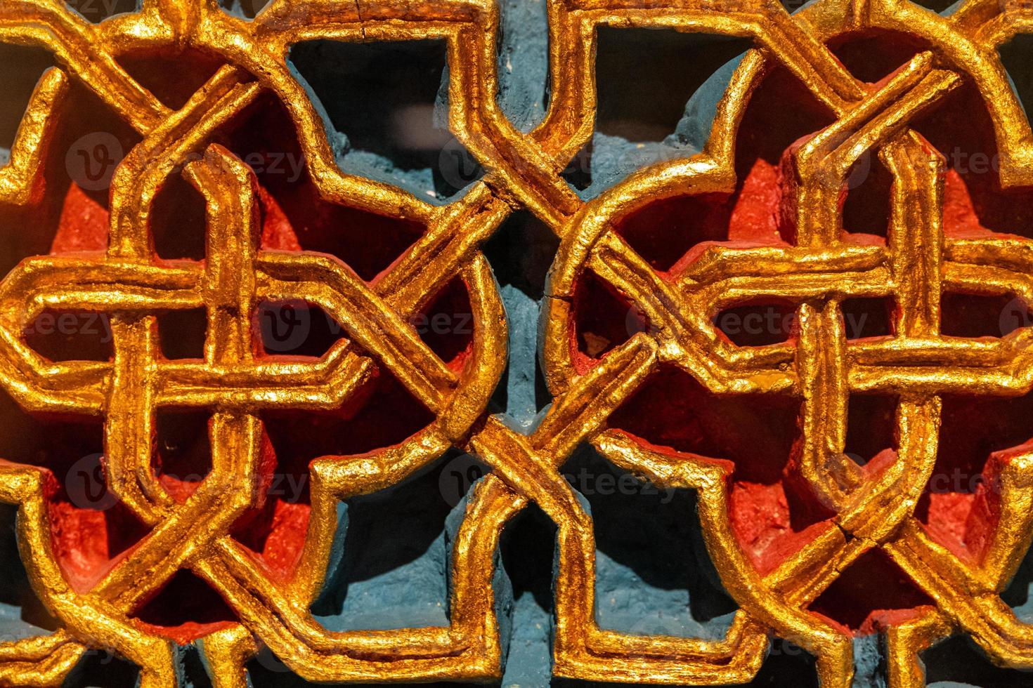 abstractions background with arabesque with spanish moorish buildings in close-up photo