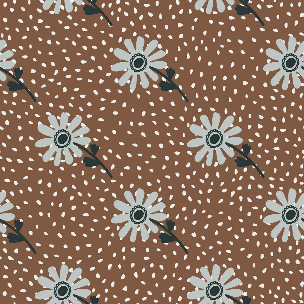 Naive flower seamless pattern. Cute floral endless background. vector