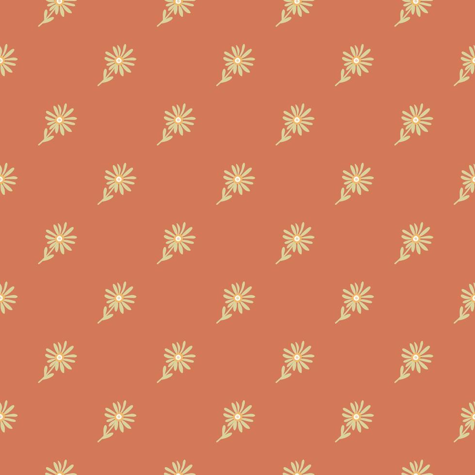 Decorative simple chamomile flower seamless pattern. Simple floral endless background. vector