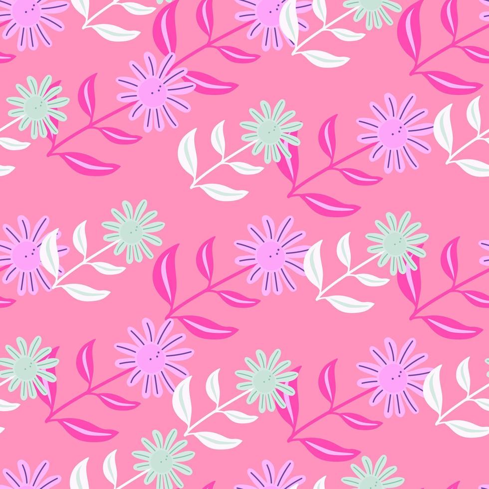 Simple flower seamless pattern. Elegant botanical background. Abstract floral wallpaper. vector