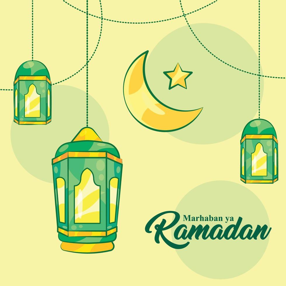 Flat Hanging Lantern Ramadan Background Banner vector