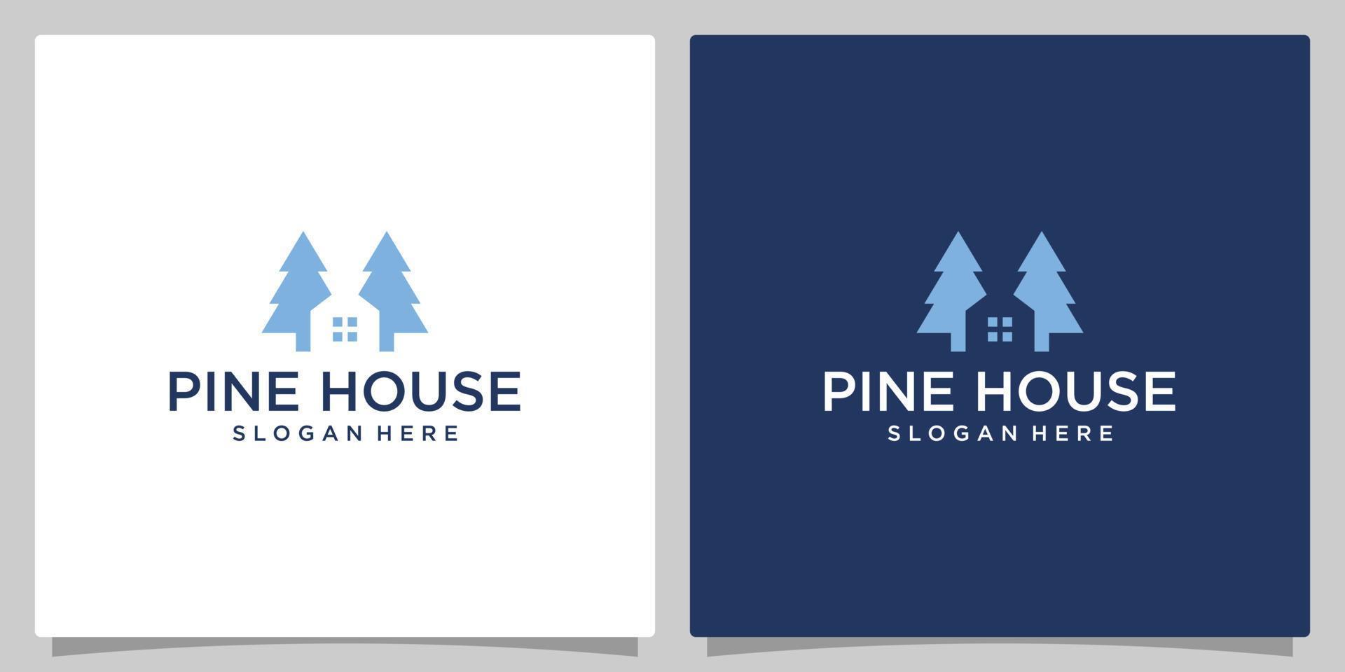 House logo design template with pine tree logo graphic design vector illustration. Symbol, icon, creative.