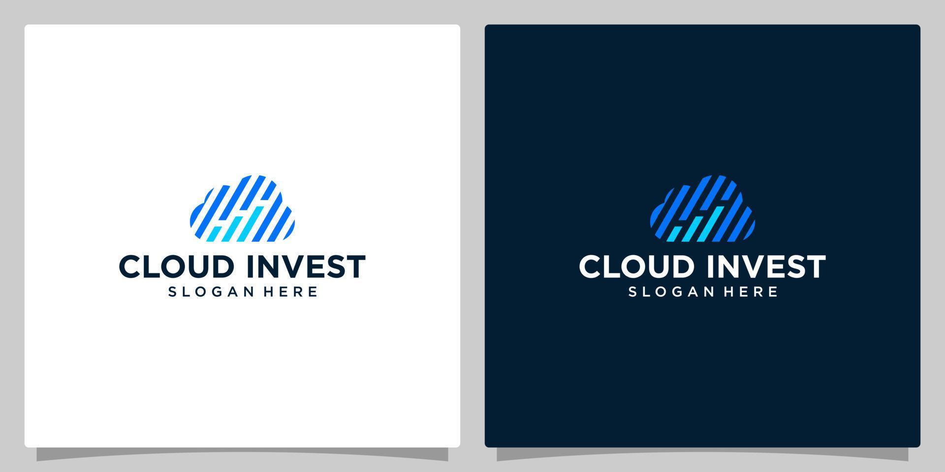 Cloud logo design template with investment chart data logo graphic design vector illustration. Symbol, icon, creative.