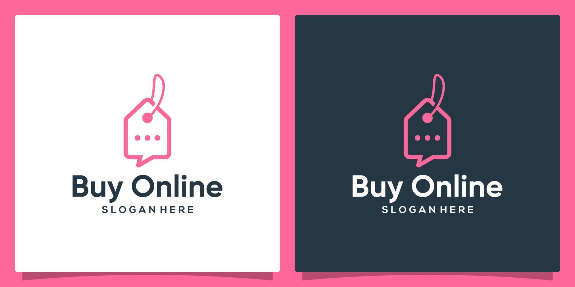 Tag discount logo design template with chat logo graphic design vector illustration. Symbol, icon, creative.