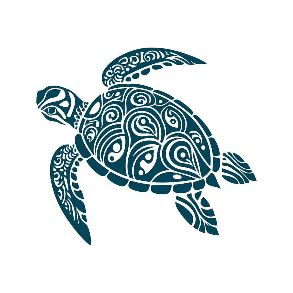 refinado vector ilustración de mar Tortuga con ornamental patrones. bueno para Respetuoso del medio ambiente, conservación diseños, océano, marina vida proyectos, recurso y ropa de playa, o incluso como un tatuaje diseño.