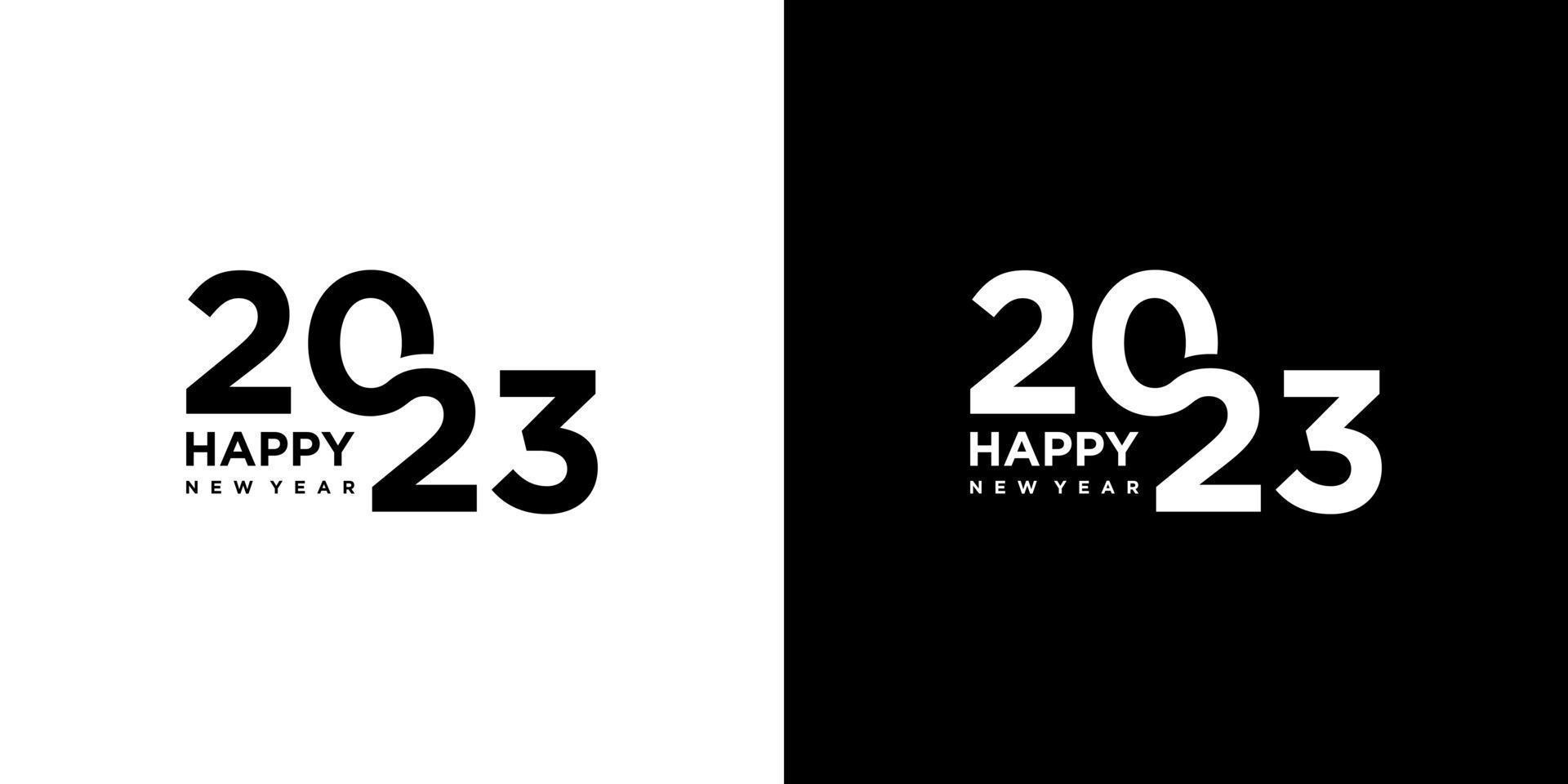 Logo Happy New Year 2023 text design. Cover of business diary for 2023 with wishes. Brochure design template, card, banner, poster, card, banner. vector