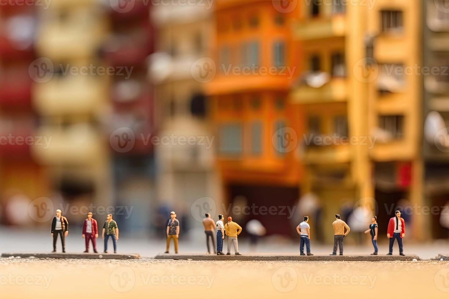 Model of city street in miniature, tilt shift. photo