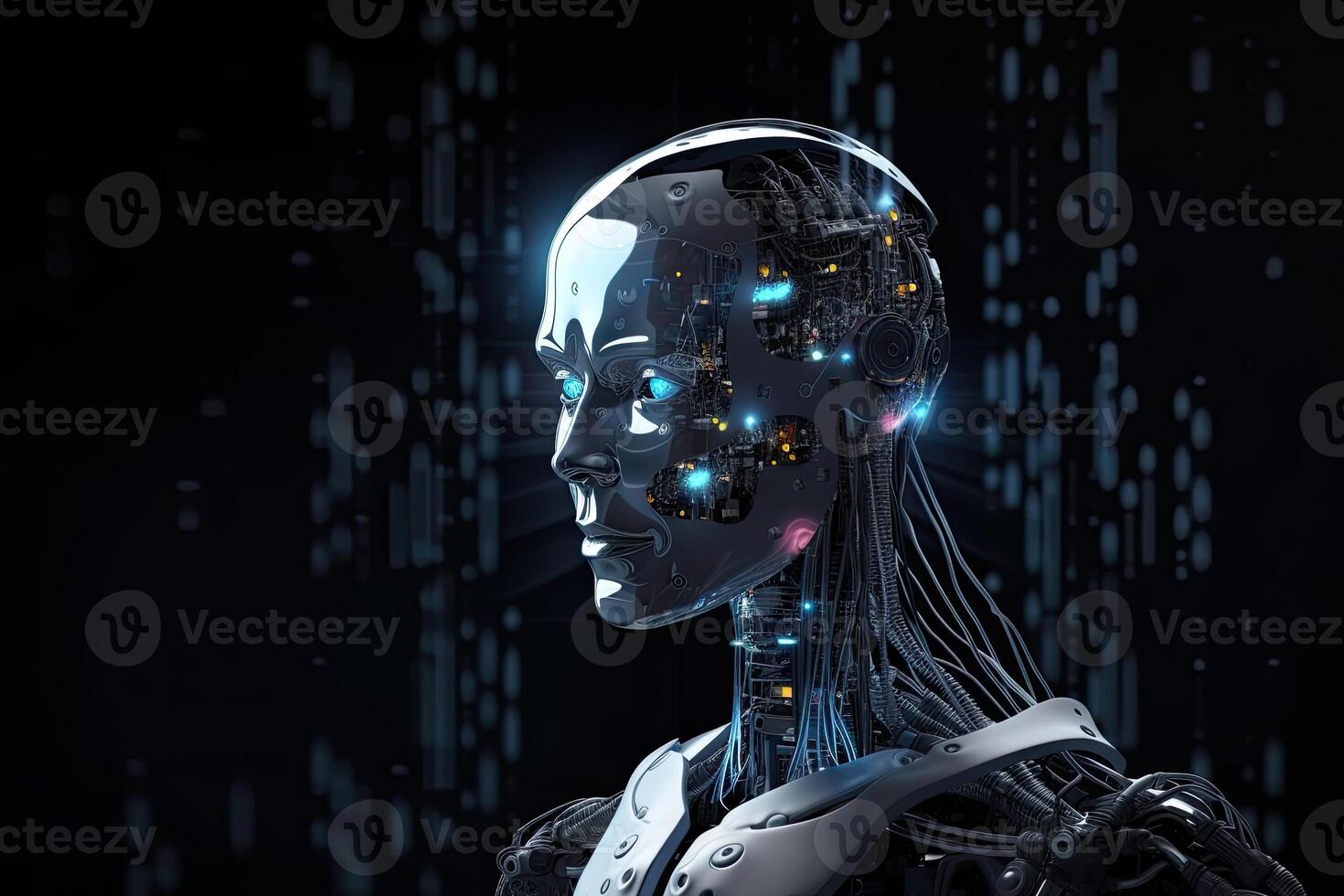 Humanoid android with neurals connection. photo