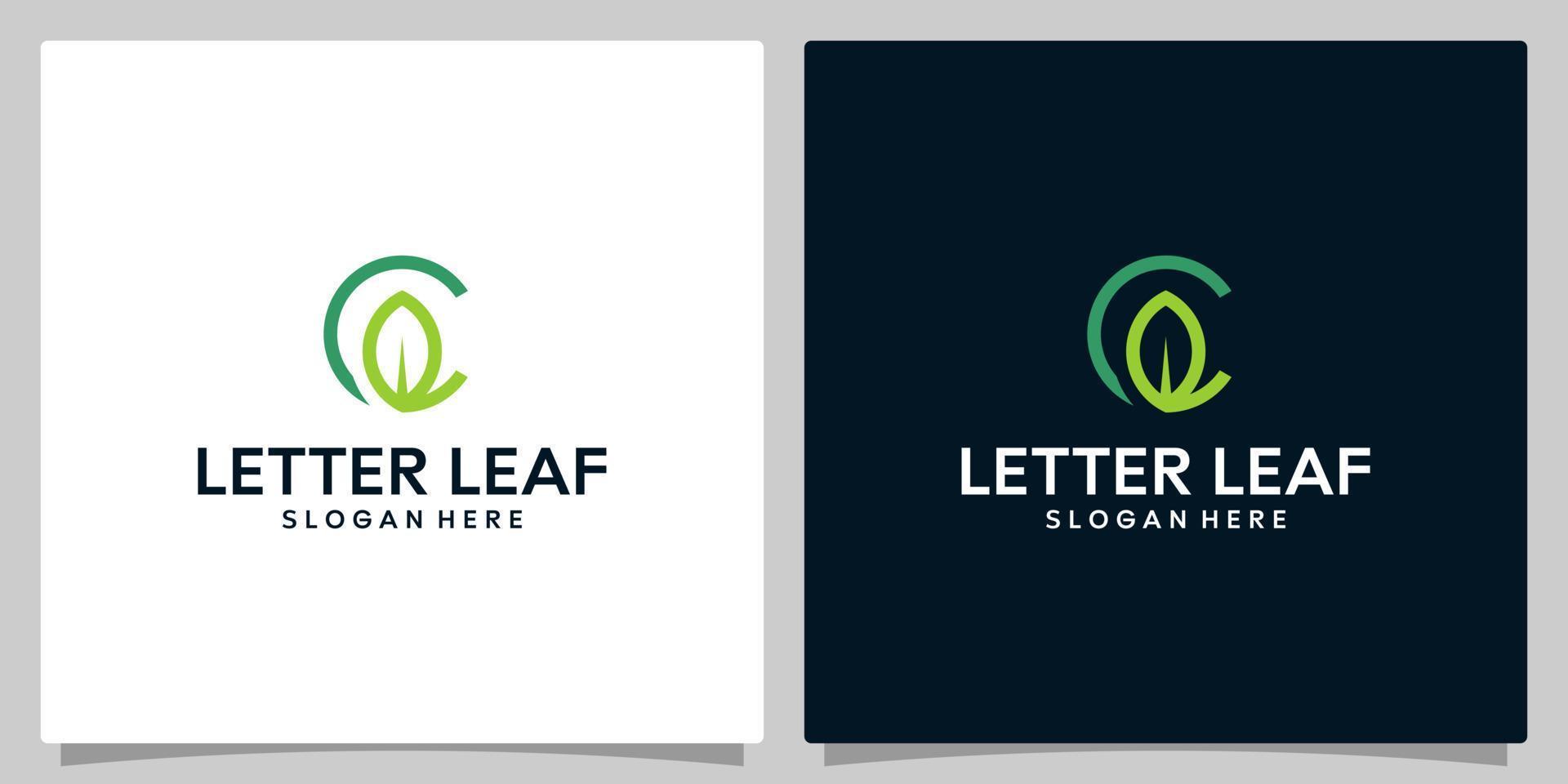 Leaf logo design template with initial letter C graphic design vector illustration. Symbol, icon, creative.