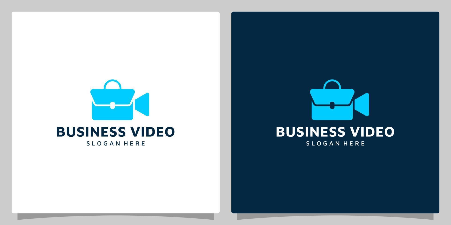Suitcase logo design template with video button design. Briefcase vector illustration. icon, symbol, creative.