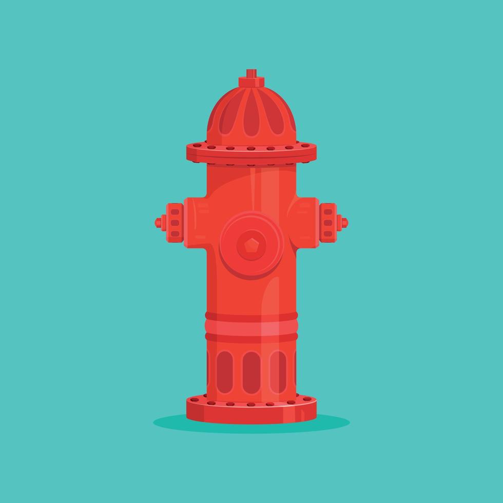 Red fire hydrant vector cartoon flat illustration