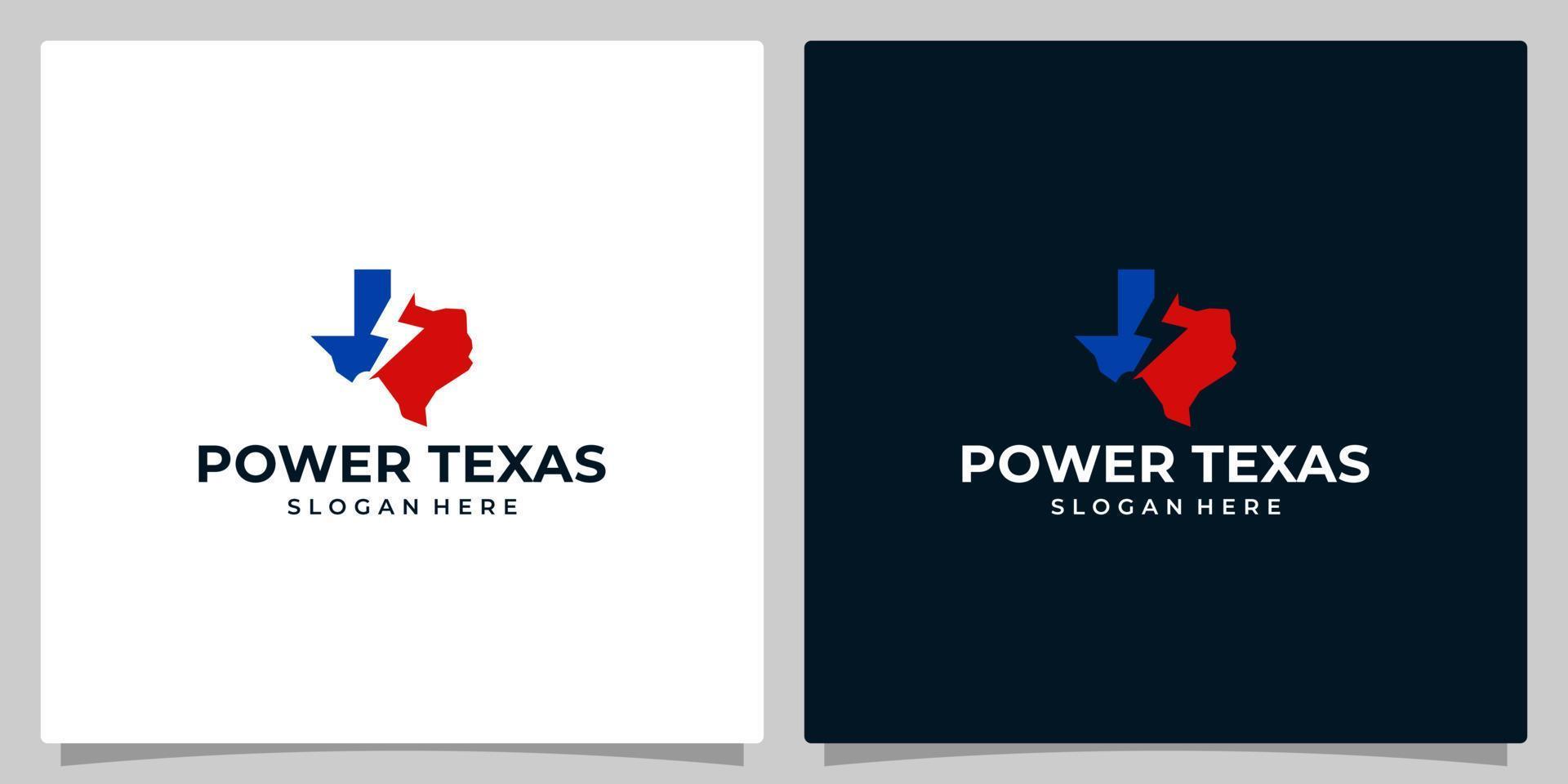 Texas state map logo design template with lightning bolt graphic design illustration. icon, symbol, creative. vector