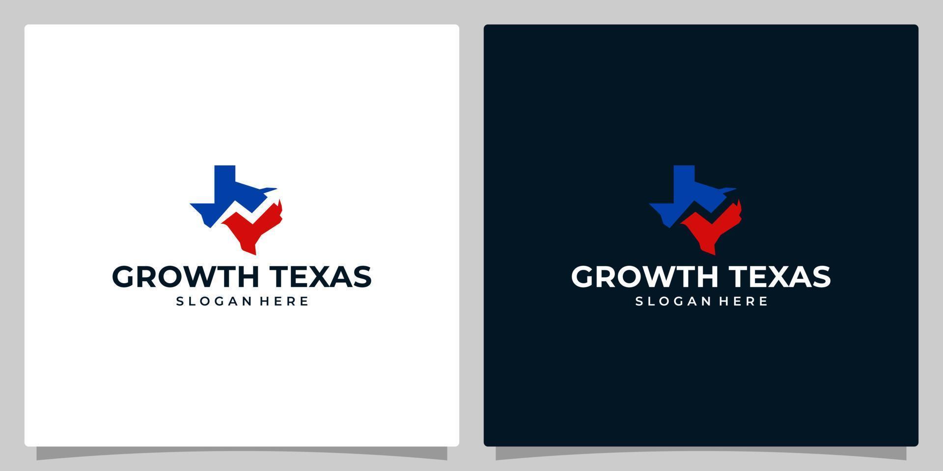 Texas state map logo design template with growth analytic graphic design illustration. icon, symbol, creative. vector