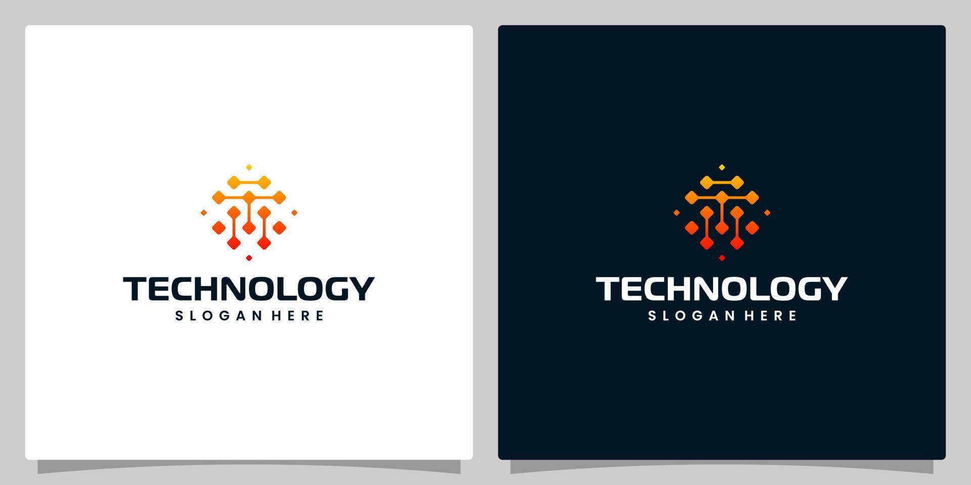 Abstract Digital technology logo design template with initial letter T graphic design illustration. Symbol for tech, internet, system, Artificial Intelligence and computer. vector