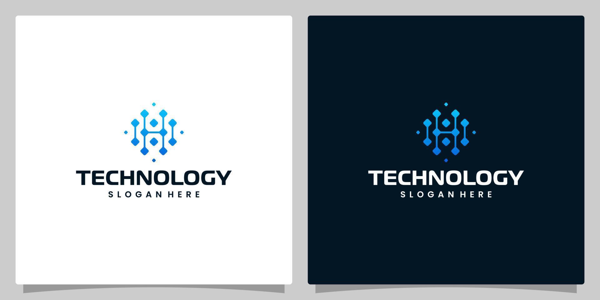 Abstract Digital technology logo design template with initial letter H graphic design illustration. Symbol for tech, internet, system, Artificial Intelligence and computer. vector