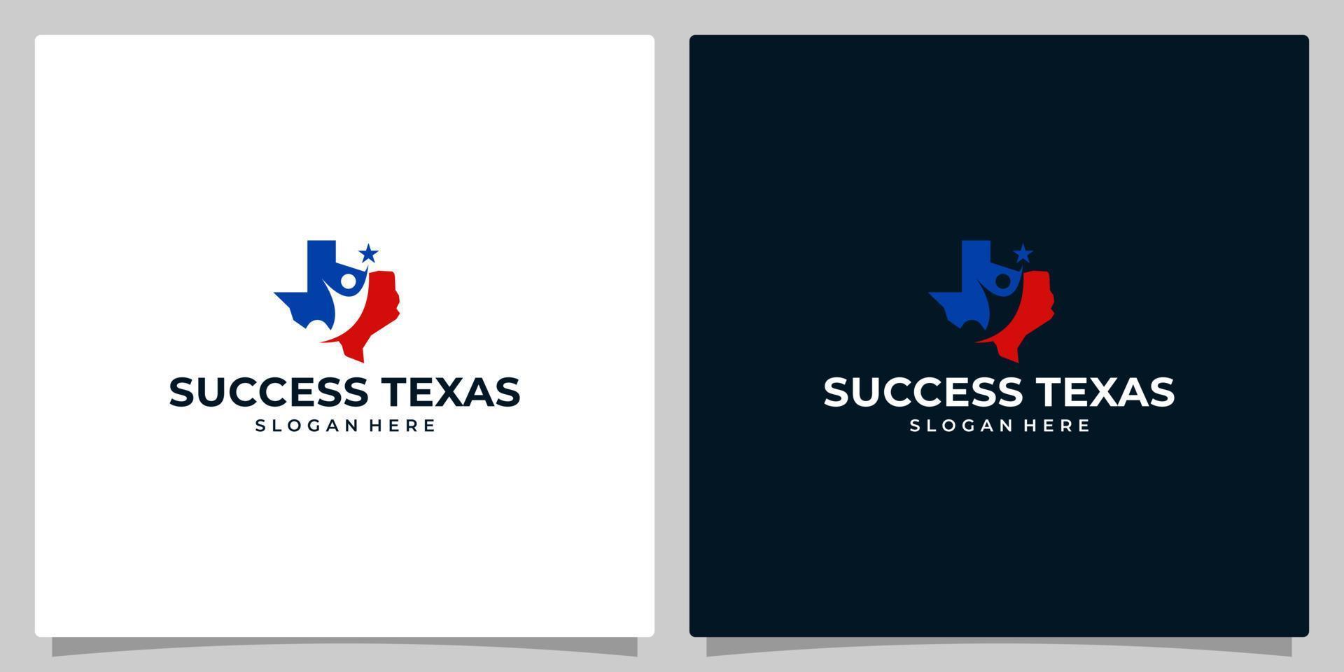 Texas state map logo design template with Success people graphic design vector illustration. icon, symbol, creative.