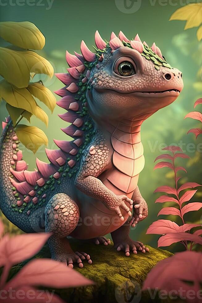 illustration of a cute baby dragon photo