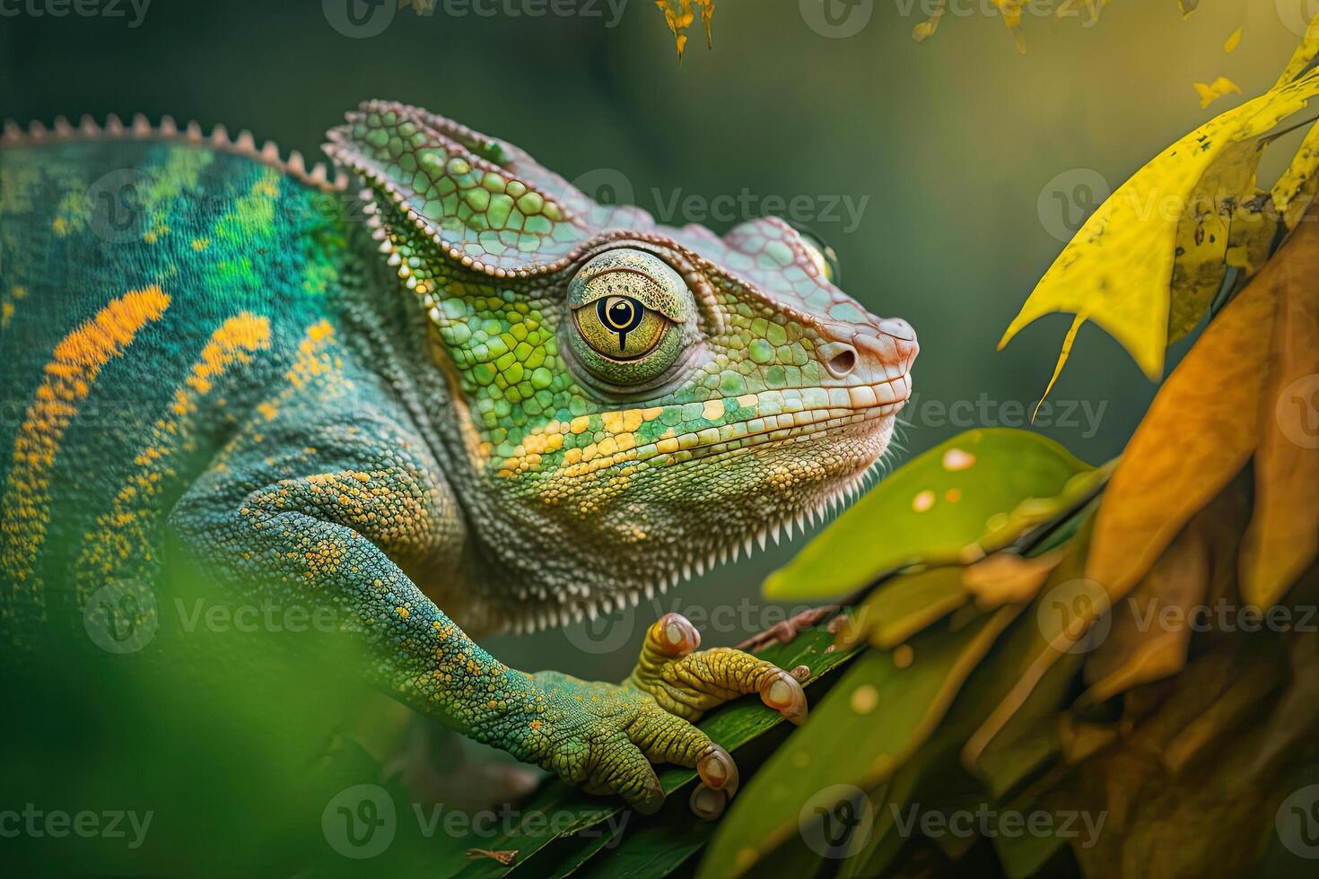 illustration of a chameleon portrait photo