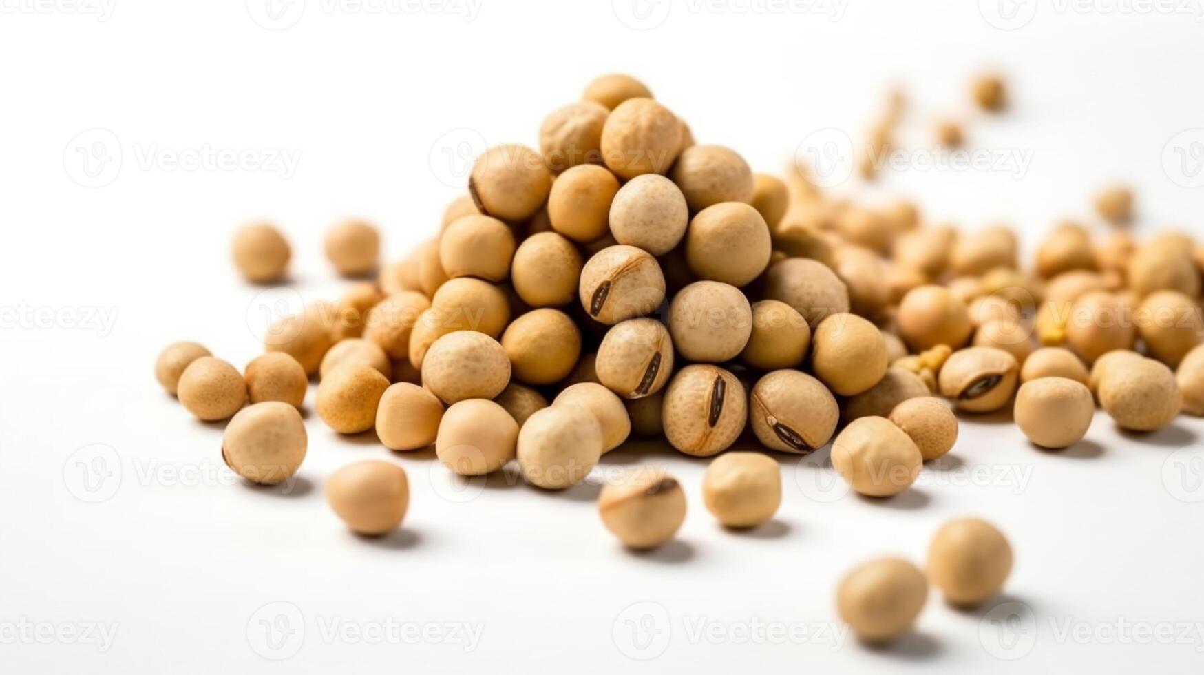 A Handful of soya beans or soybean isolated on white. photo