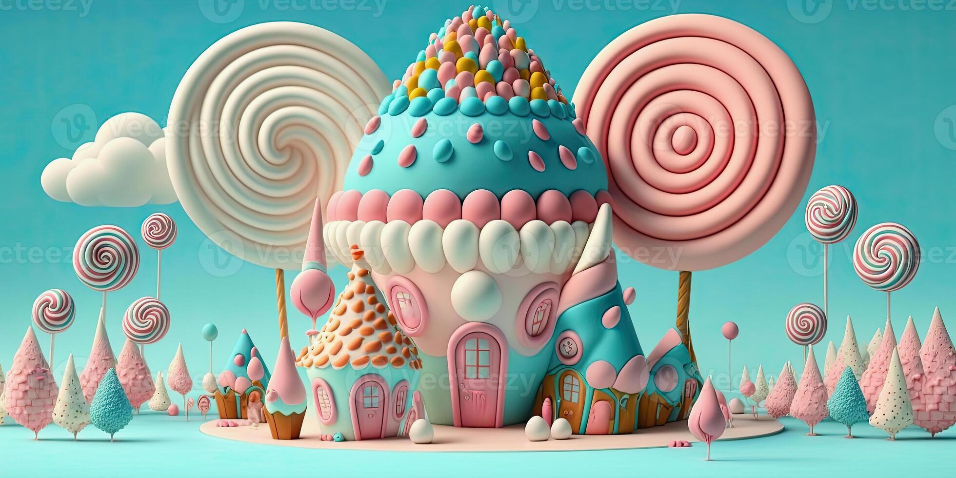 illustration of a pastel colored candyland photo