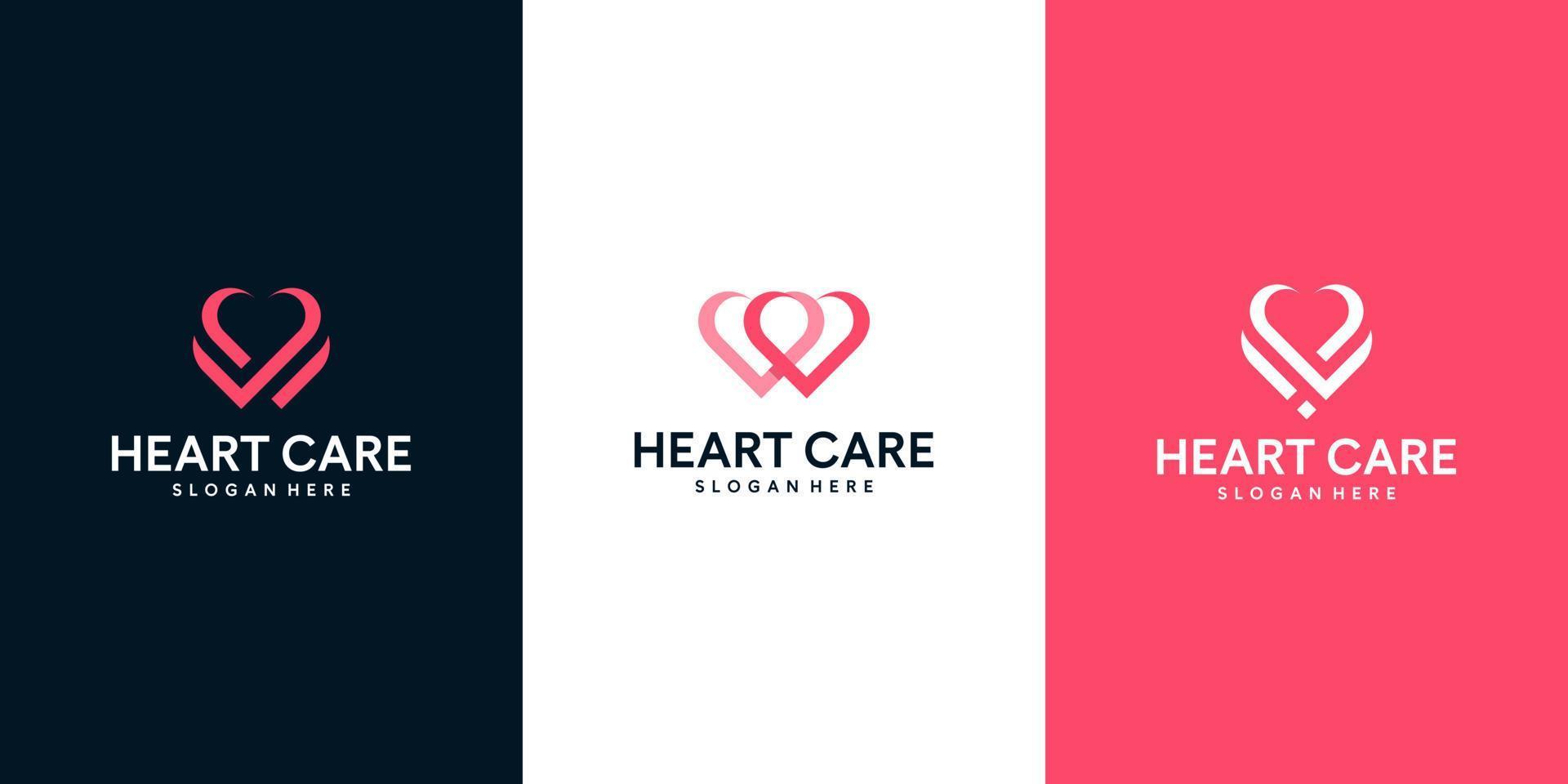 Set of heart shape abstract logo design template graphic design illustration. icon, symbol, creative. vector