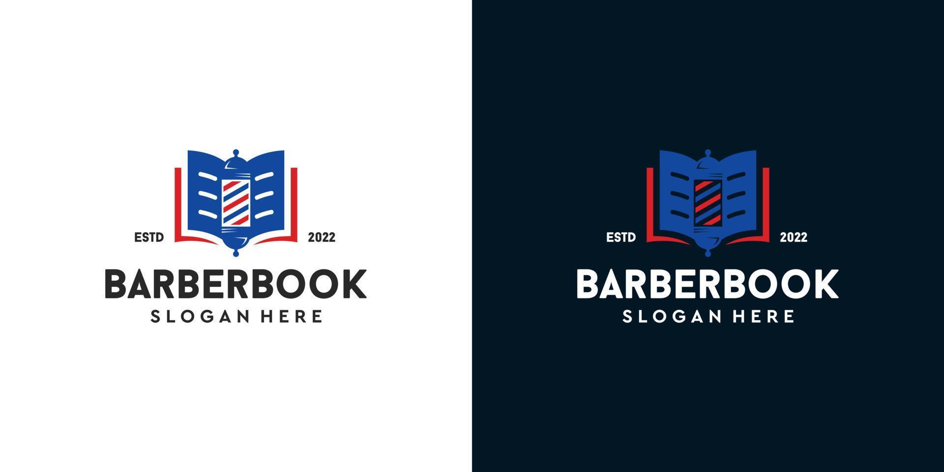 Barber shop pole with stripes logo design template and book graphic design illustration. icon, symbol, creative. vector