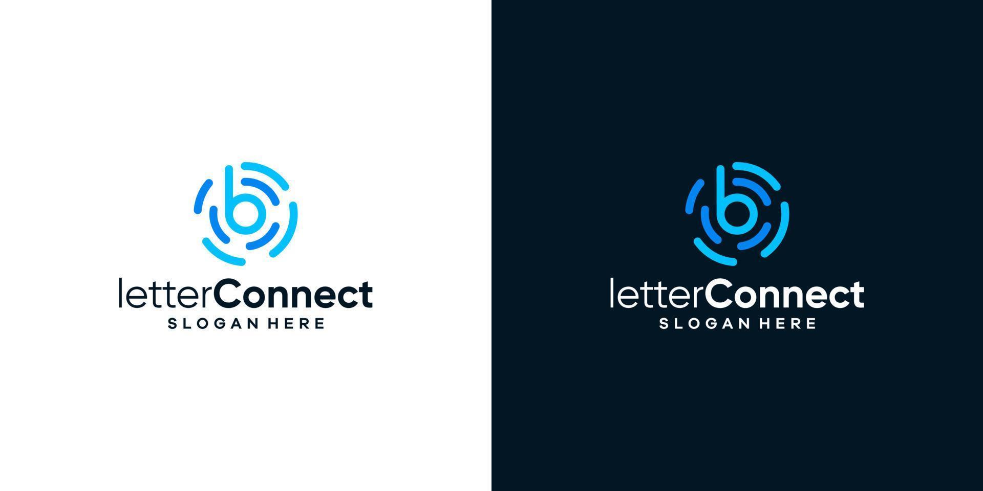 Connected circle shape logo design template with initial letter b graphic design illustration. icon, symbol, creative. vector