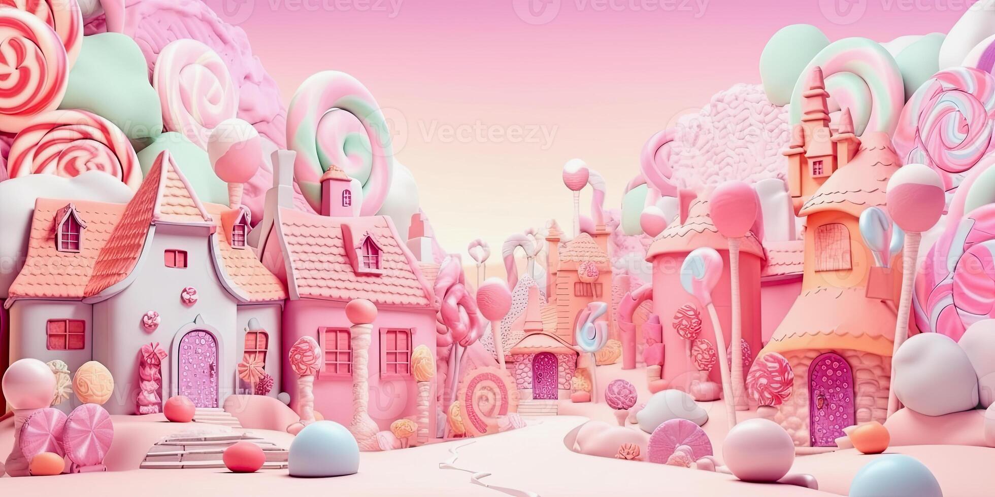 illustration of a pastel colored candyland photo