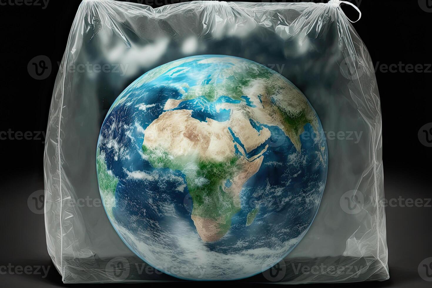 illustration of planet earth in a plastic bag photo