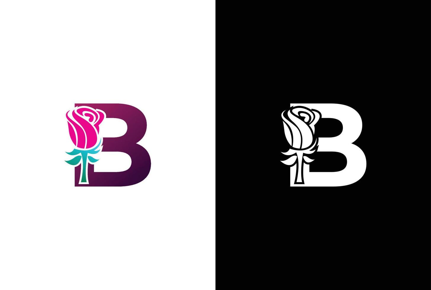 Illustration Beauty Rose with letter B sign logo vector design template. Letter B with rose for beauty and fashion.