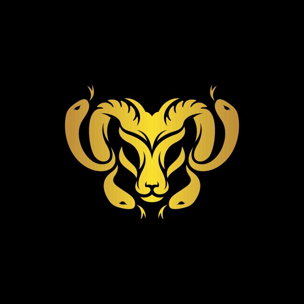Animal ram head with snake modern logo vector