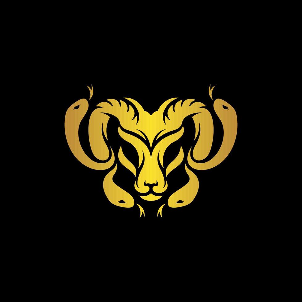 Animal ram head with snake modern logo vector