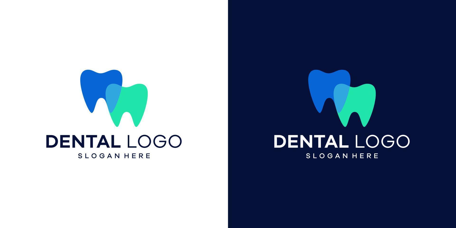 Dental clinic logo design with style overlap and  full color abstract dental logo abstract vector illustrator design.