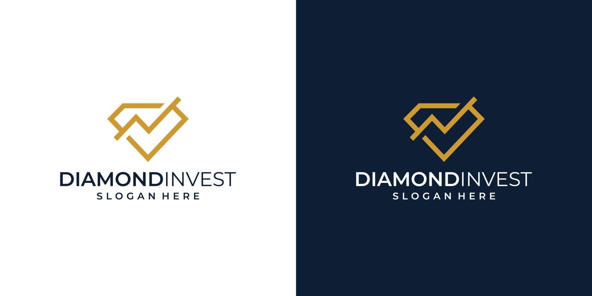 Diamond logo design template with lines and investment design analytic vector illustration. icon, symbol, creative.