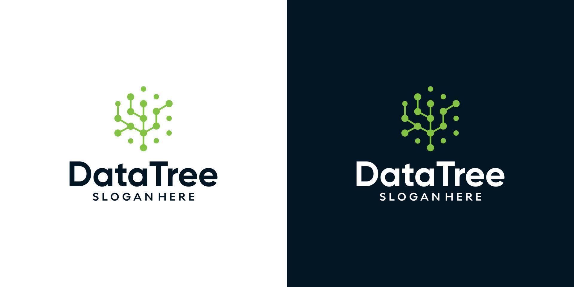 Abstract tree logo design template with tech style graphic design illustration. icons, symbol, creative. vector