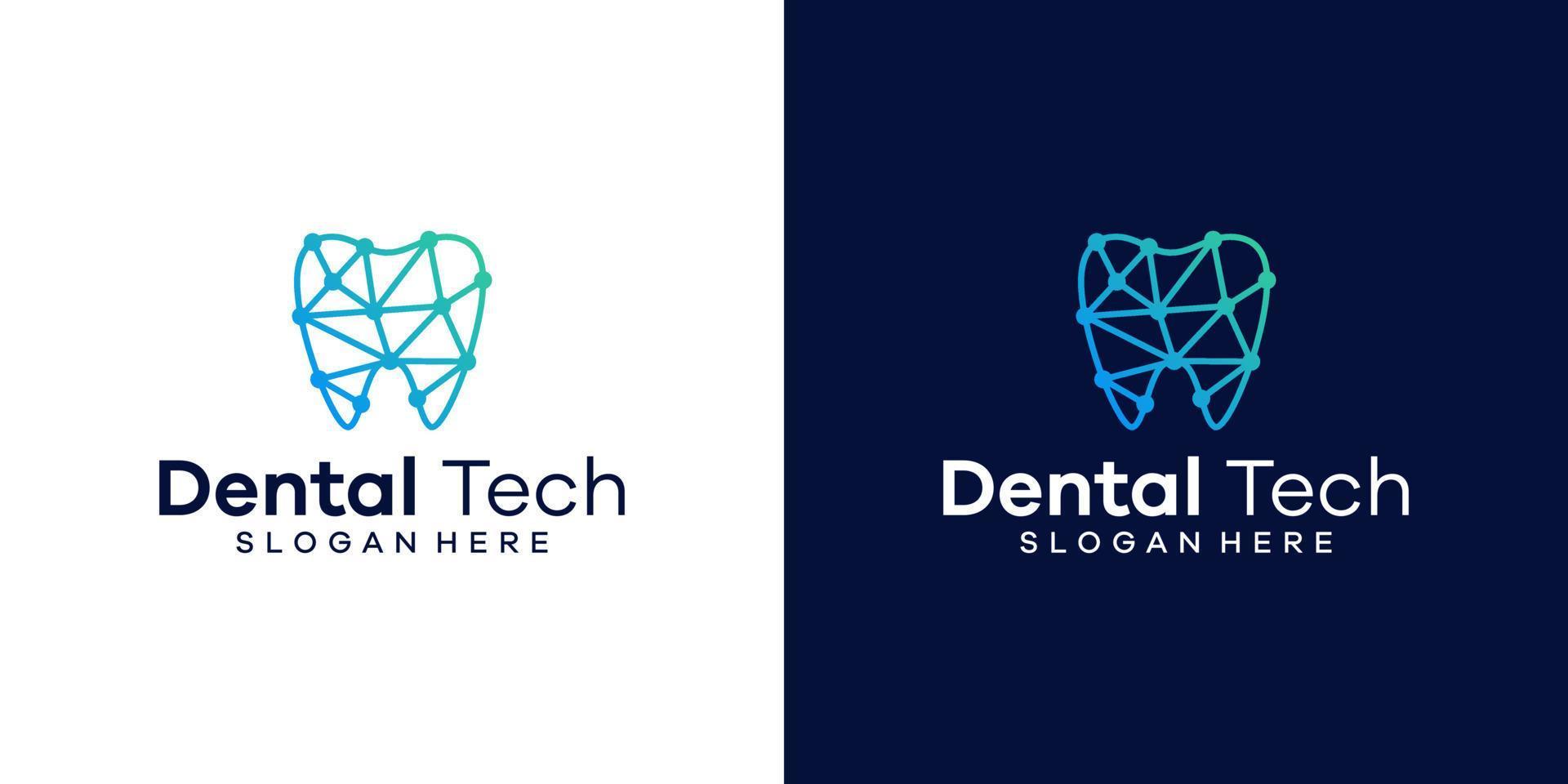 Dental tech logo design template with geometric line abstract dental logo graphic design vector illustration. Symbol, icon, creative.
