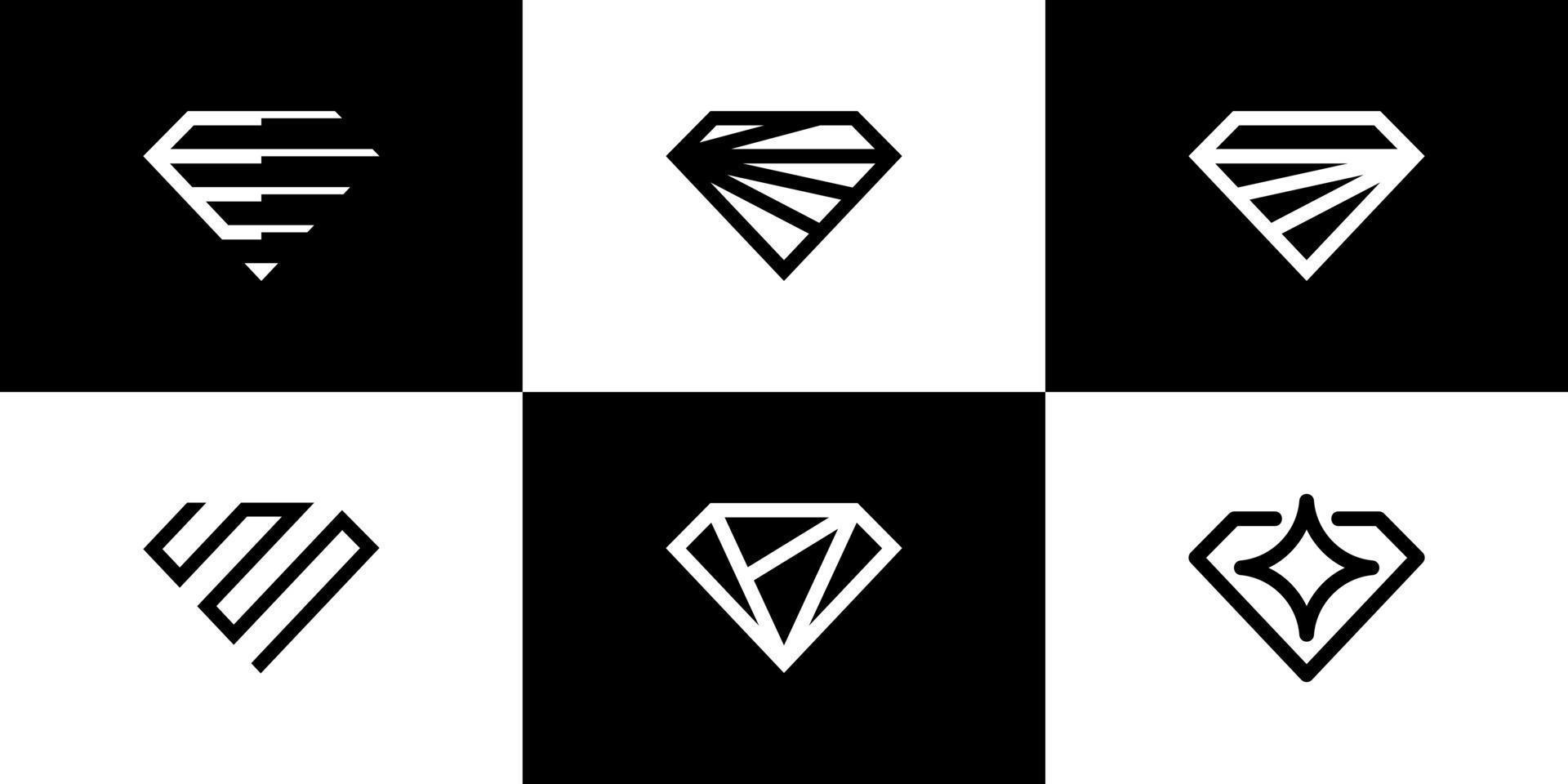 Collection of diamond line art geometry logo design template graphic design illustration. icon, symbol, creative. vector