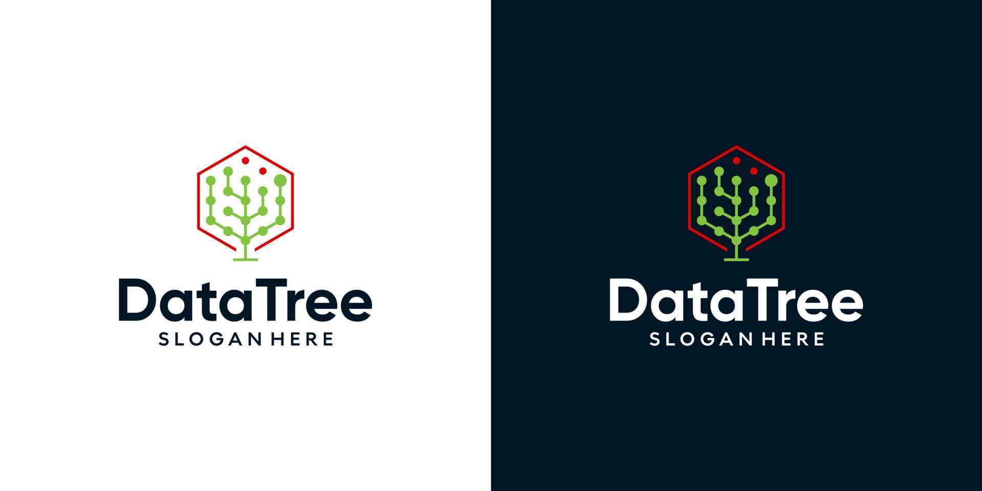 Abstract tree logo design template with tech style graphic design illustration. icons, symbol, creative. vector