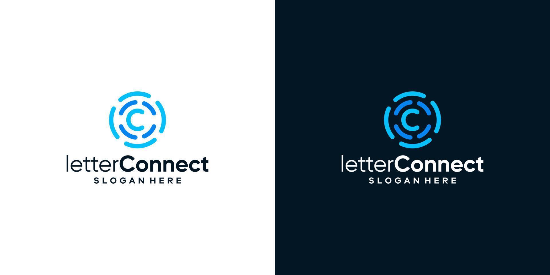 Connected circle shape logo design template with initial letter c graphic design illustration. icon, symbol, creative. vector