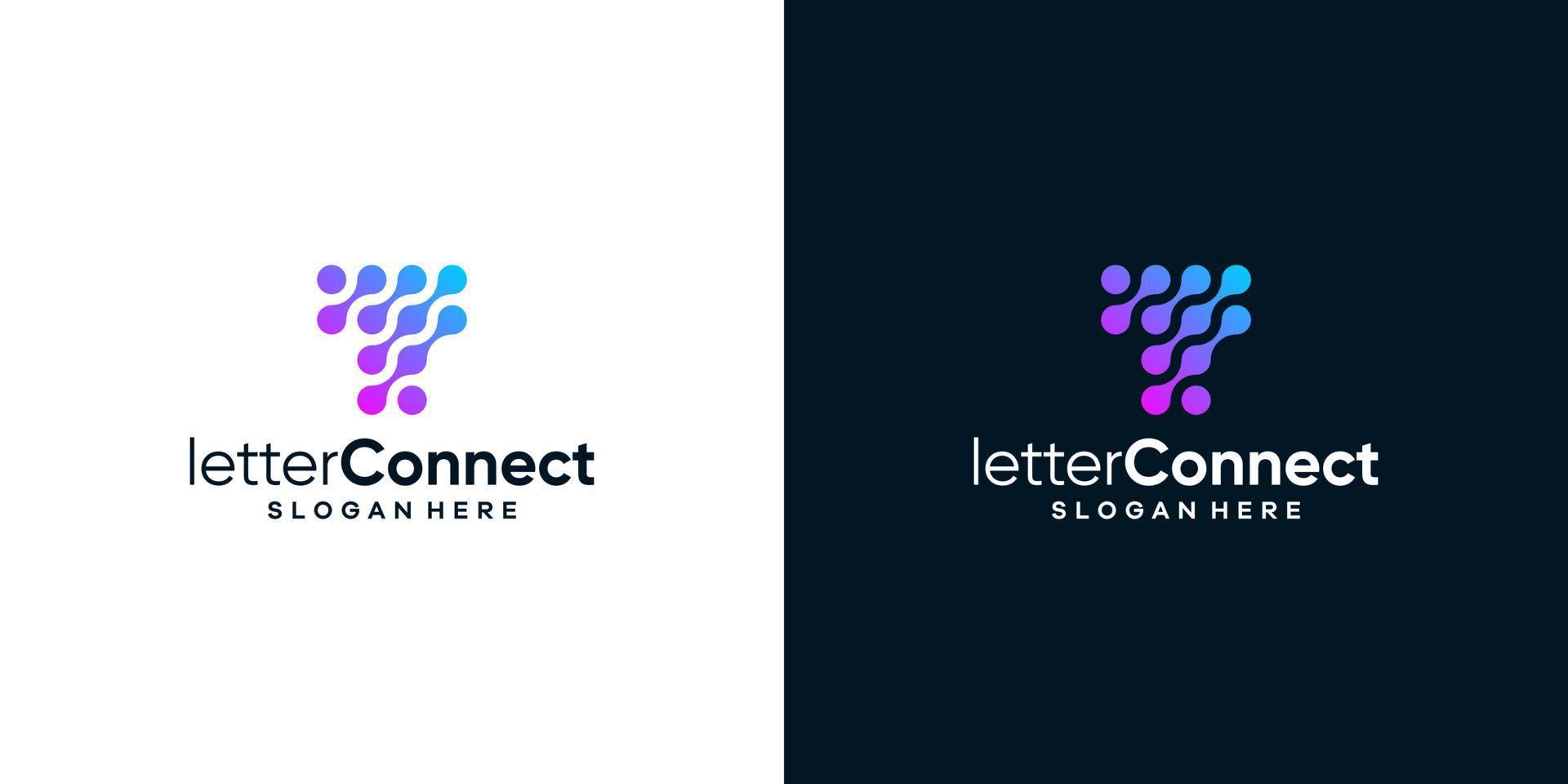 Initial letter T logo design template with tech style and gradient color graphic design illustration. icons for business, internet and technology, symbol, creative. vector