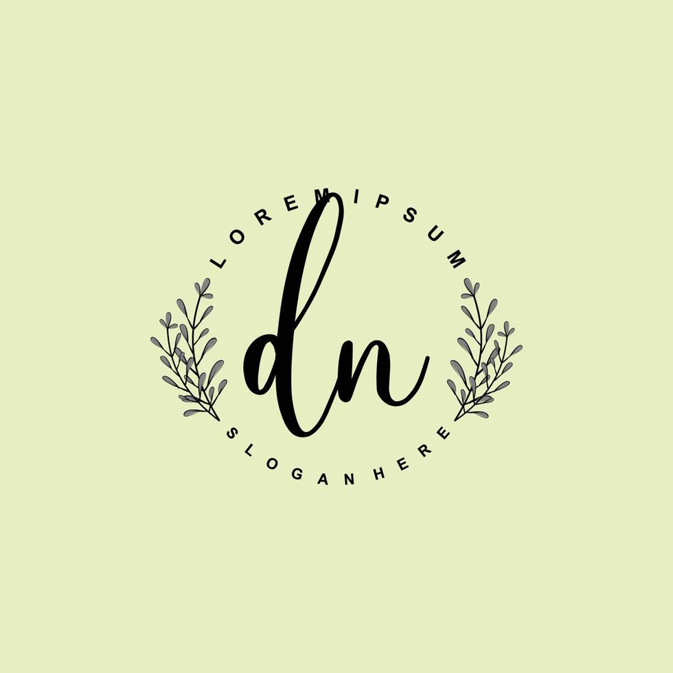 DN Initial beauty floral logo template vector