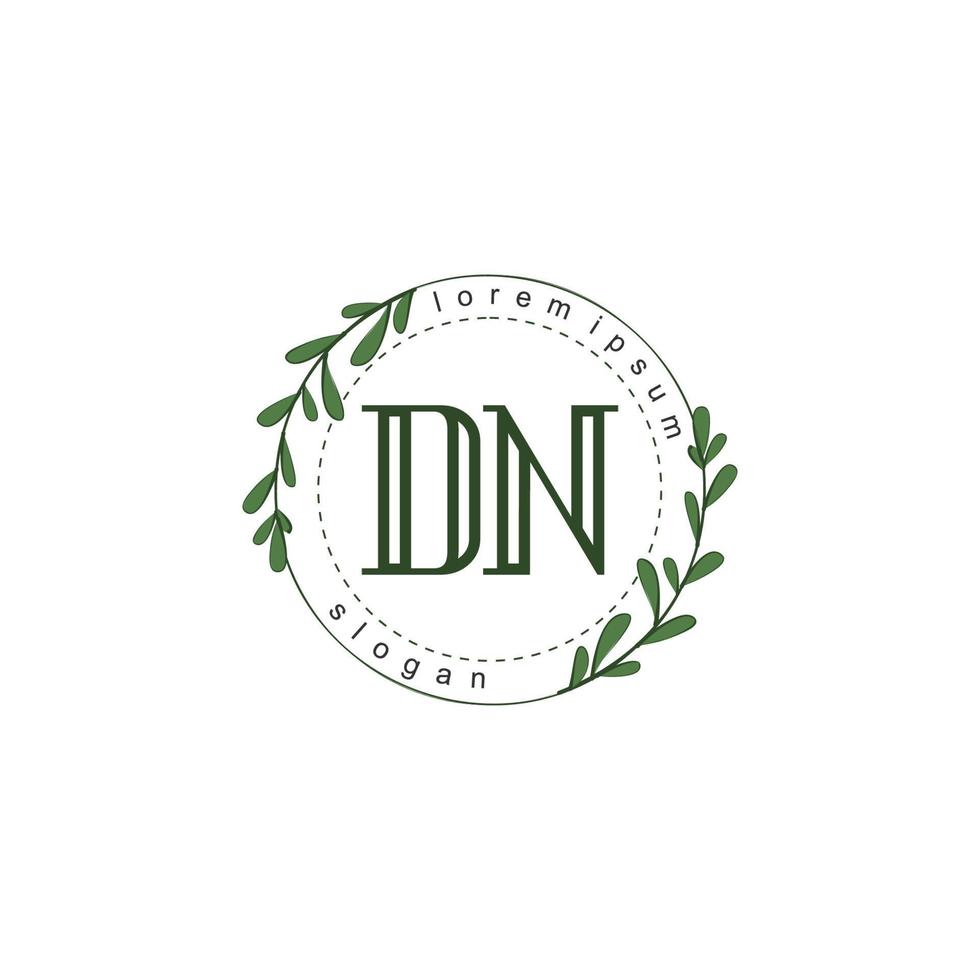 DN Initial beauty floral logo template vector