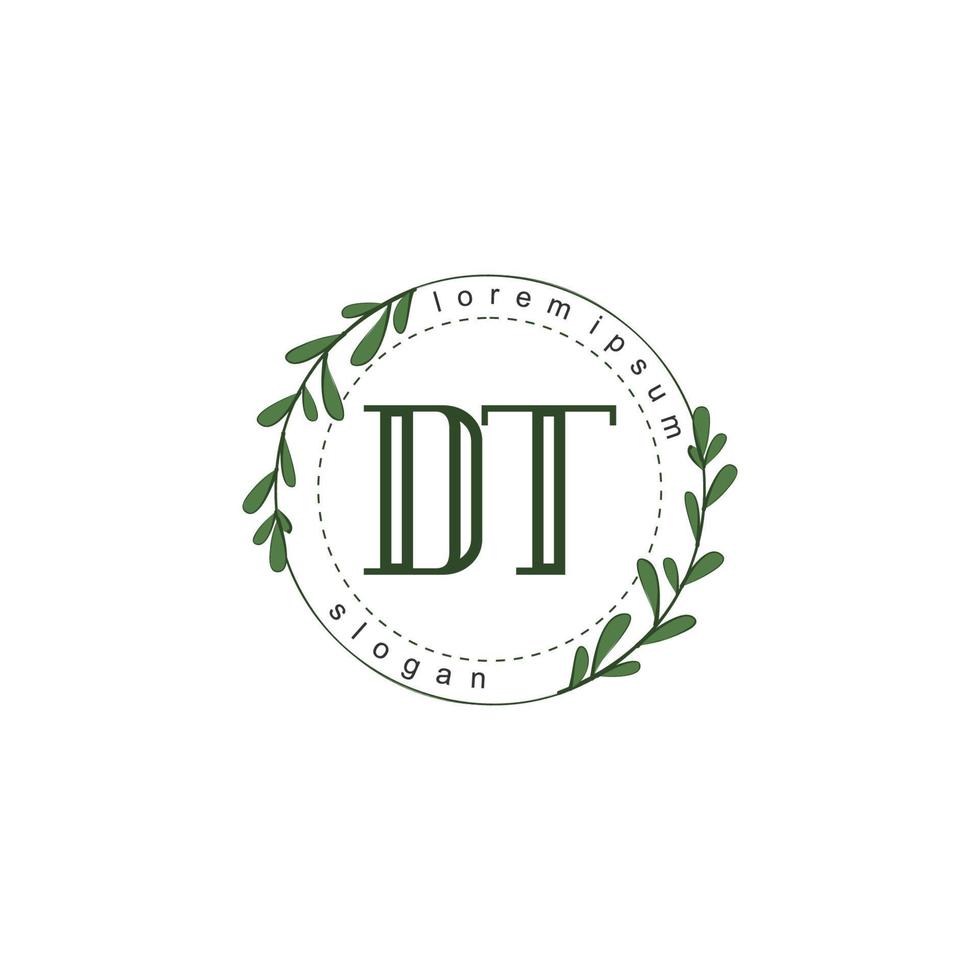 DT Initial beauty floral logo template vector